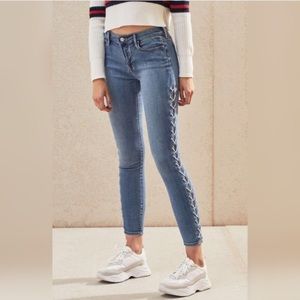 PacSun White Lace-up Side Ankle Jegging Jeans